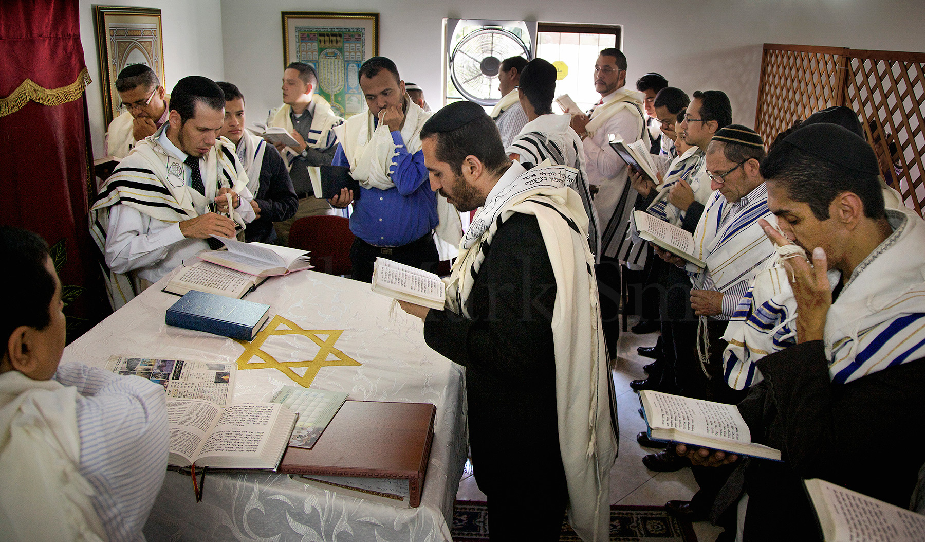 Evangelical Christian converts to Judaism in a synagogue in Bello, Colombia